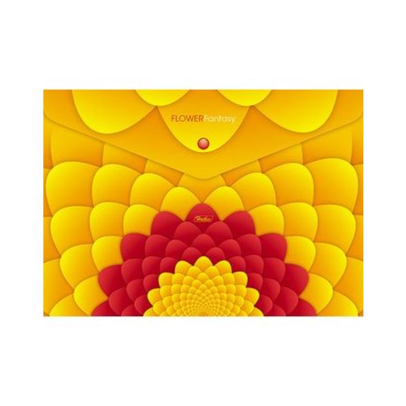 Папка-конверт Пластиковая на кнопке А4ф Hatber -Flower Fantasy- , 